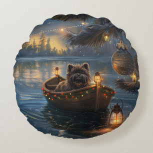 Coussins Ronds Affenpinscher Festive Christmas Voyage