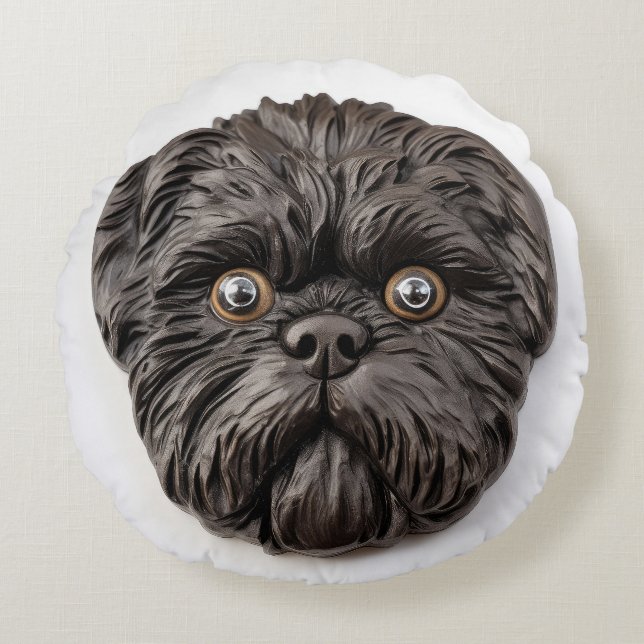 Coussins Ronds Affenpinscher Inspiré de la 3D (Devant)