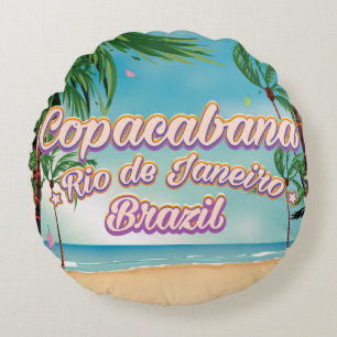 Coussins Ronds Affiche de voyage de Copacabana, Rio de Janeiro pl