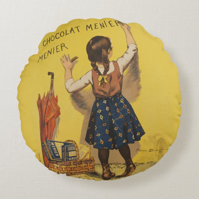 Coussins Ronds Affiche vintage Chocolat Menier française Art Boui (Devant)