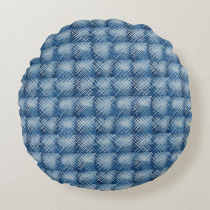 Coussins Ronds Afrique Denim Indigo Motif en tissu boueux 1