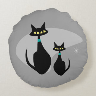 Coussins Ronds Age atomique MCM Retro Cat 1950’s Custom Color