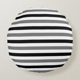 Coussins Ronds Ahs motif rayures noires et blanches