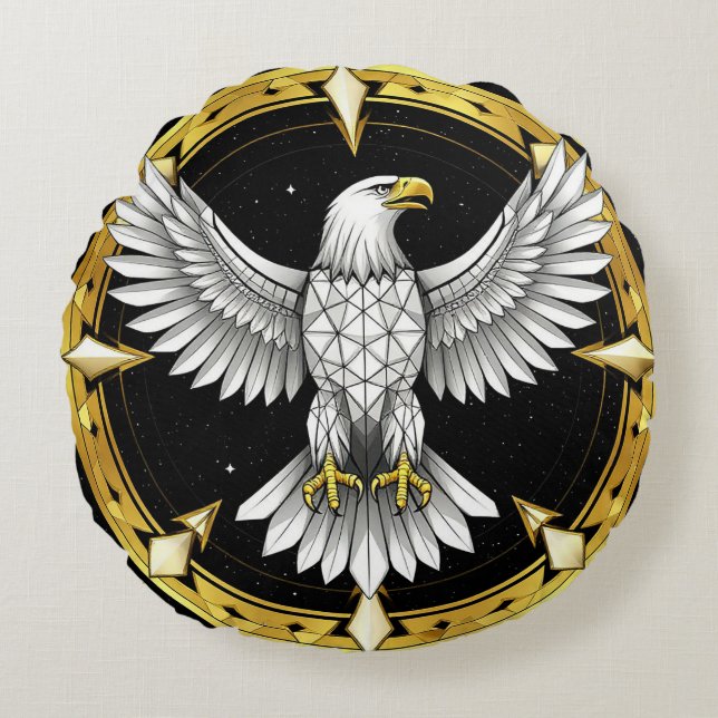 Coussins Ronds Aigle abstrait aux ailes déployées Élégant Moderne (Devant)