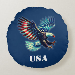 Coussins Ronds Aigle Américain Patriotique États-Unis