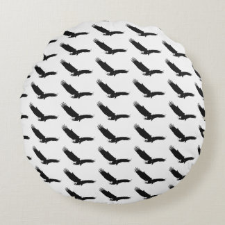 Coussins Ronds Aigle d'atterrissage noir et blanc