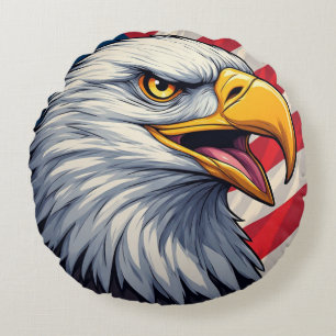 Coussins Ronds Aigle de dessin animé avec un design patriotique d