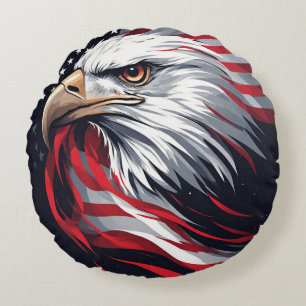 Coussins Ronds Aigle Minimaliste avec Drapeau – Art Patriotique M