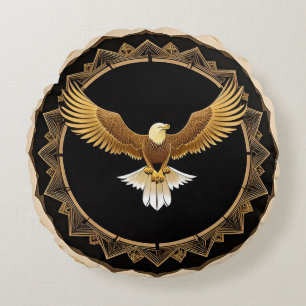Coussins Ronds Aigle Spirituel Harmonie et Force Symbole Décor