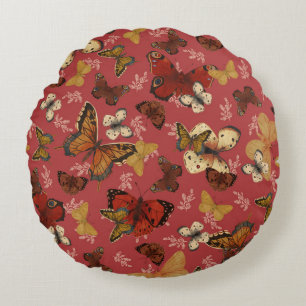 Coussins Ronds Ailes Rougissantes – Motif Papillon Rose
