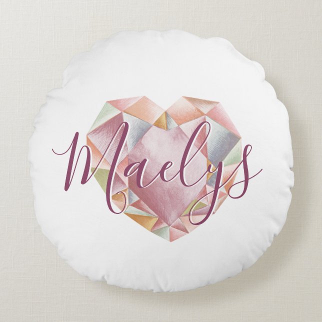 Coussins Ronds Ajouter Un Monogramme Ou Un Nom Joli Blush Rose He (Devant)
