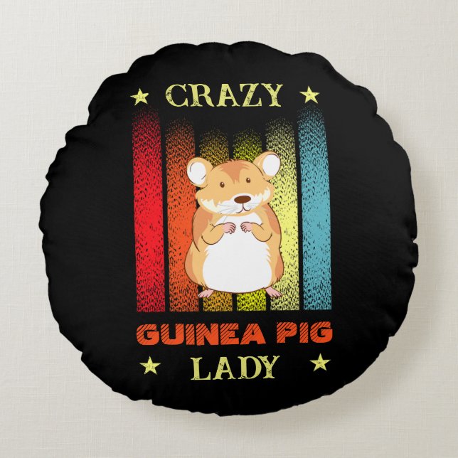 Coussins Ronds Ajouter un nom Modifier le texte Crazy Guinea Pig  (Devant)