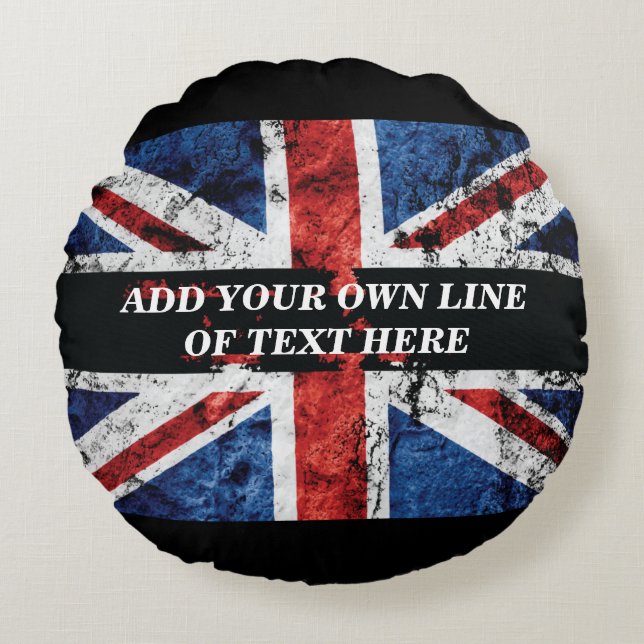 Coussins Ronds Ajouter votre texte sur le drapeau anglais Jeu d'o (Devant)