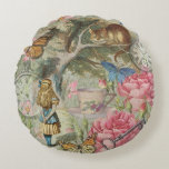 Coussins Ronds Alice Cheshire Chat Wonderland Tree Garden<br><div class="desc">C'est le classique Alice au pays des merveilles et le Cheshire Cat, comme Alice conversation avec le Cheshire Cat qui est assis dans son arbre. Cette image Alice in Wonderland est basée sur l'image originale Cheshire Cat de la série originale Alice's Adventures in Wonderland de l'illustrateur John Tenniel, rassemblée dans...</div>