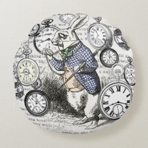 Coussins Ronds Alice de lapin blanc au pays des merveilles