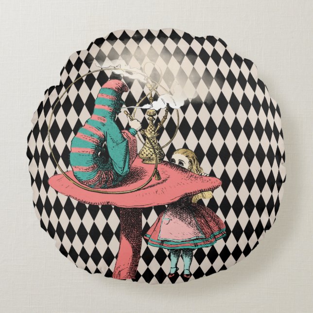 Coussins Ronds Alice et la chenille qui fume (Devant)