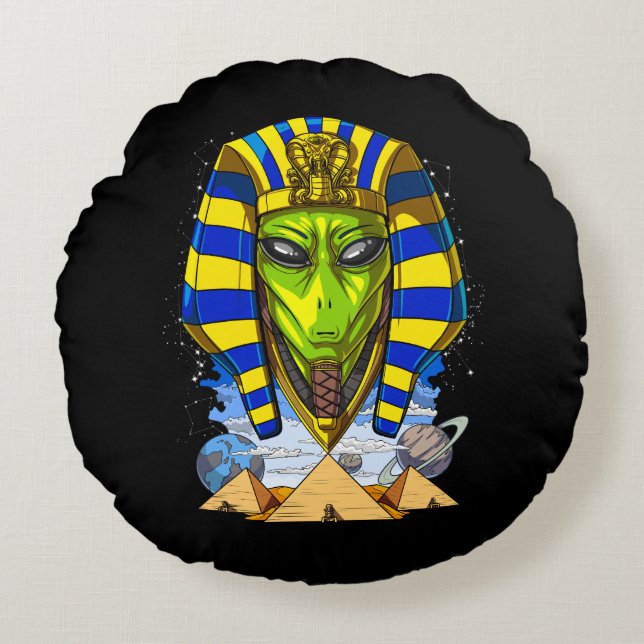 Coussins Ronds Alien Pharaon Egypte Tutankhamun Ancien Annunaki (Devant)