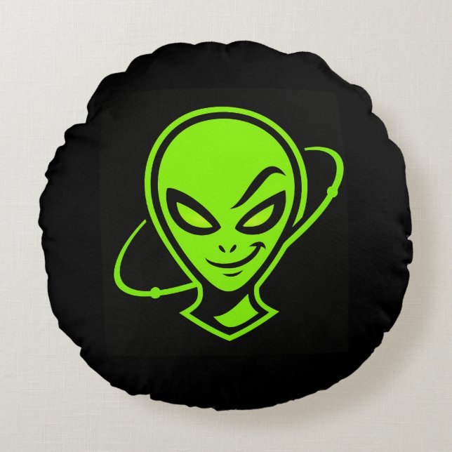 Coussins Ronds Alien Vert Bonne Chance (Devant)