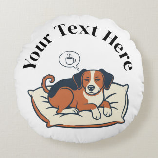 Coussins Ronds Alimenté par le café et les rêves de chien