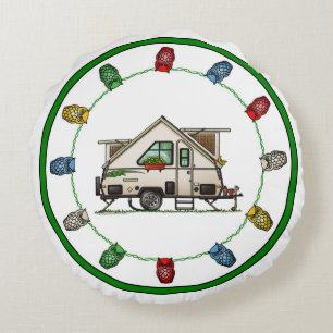 Coussins Ronds Aliner Pop Up RV happy camper art Ceramic Ornament