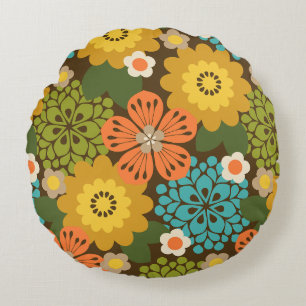 Coussins Ronds Allana Garden Floral Graphique Hawaiien - Brown