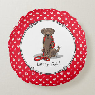 Coussins Ronds Allons-y ! Laboratoire de chocolat Labrador Retrie