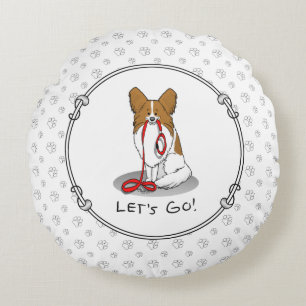 Coussins Ronds Allons-y ! (walk) Papillon (white & red) Chien mig