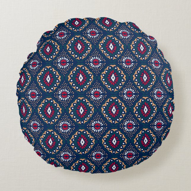 Coussins Ronds Allure aztèque : Élégance tribale striée (Devant)
