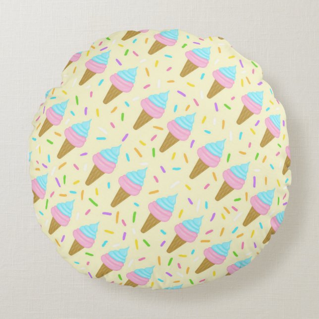 Coussins Ronds Almofada fofa com estampa contínua de sorvetes (Devant)