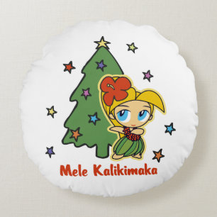 Coussins Ronds Aloha Honeys Christmas Blond Hula Girl White