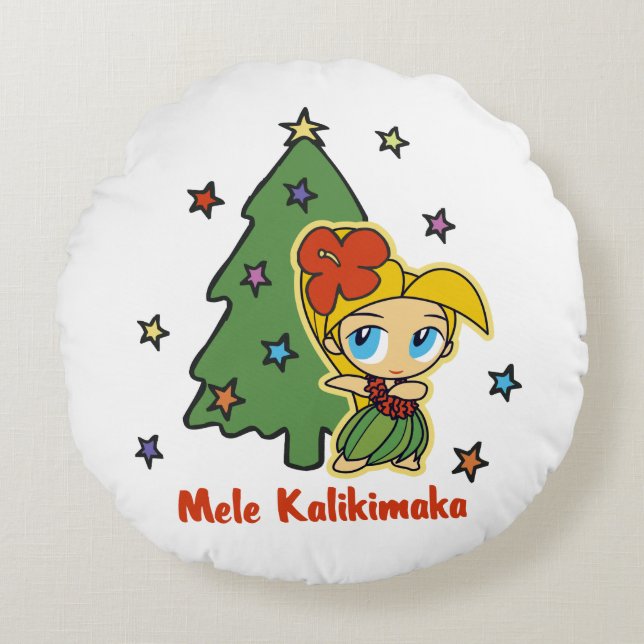 Coussins Ronds Aloha Honeys Christmas Blond Hula Girl White (Devant)