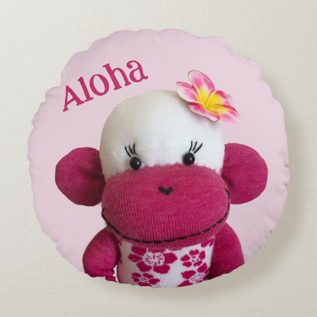 Coussins Ronds Aloha Sock Monkey(Girl) (Devant)