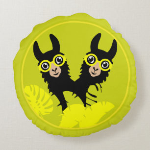 Coussins Ronds Alpaca llama Twins