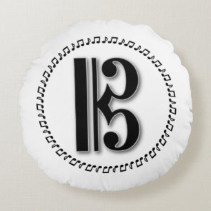 Coussins Ronds Alto ou Tenor Clef Music Note Design C Clef