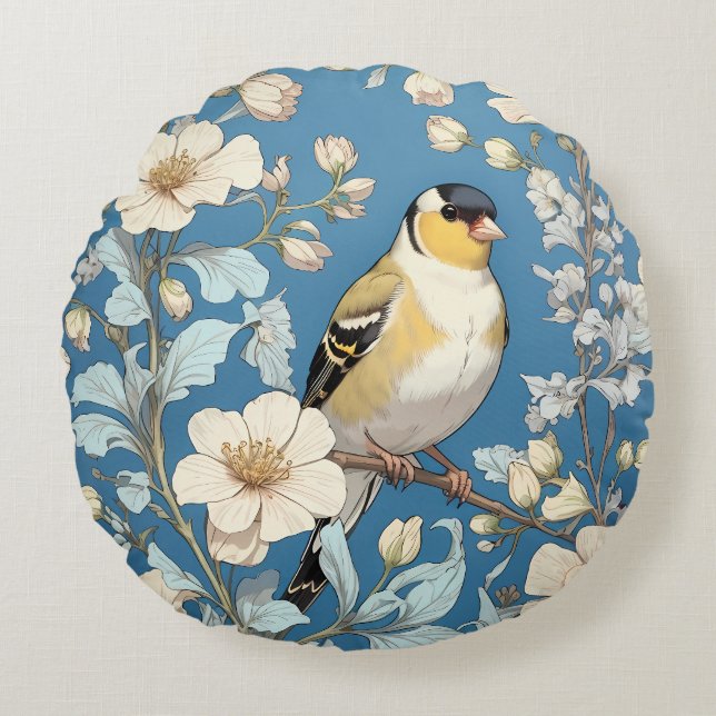 Coussins Ronds American Goldfinch William Morris Inspired (Devant)