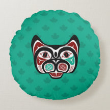 Amérindien Rouge Noir Vert Haïda Art Kitty