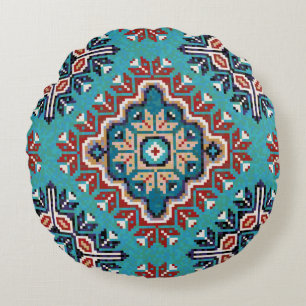 Coussins Ronds Amérindiens Navajo Mosaic Motif