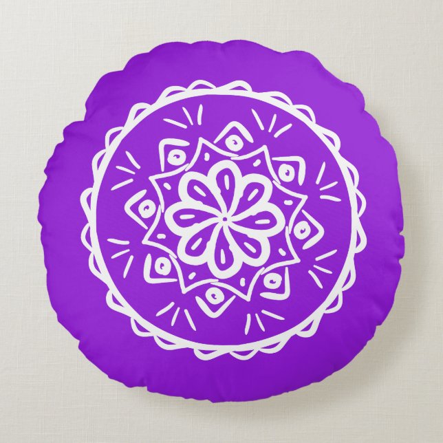 Coussins Ronds Amethyst Mandala (Devant)