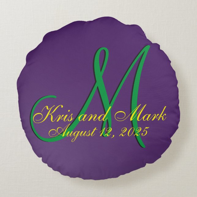 Coussins Ronds Améthyste de monogramme 3d (Dos)