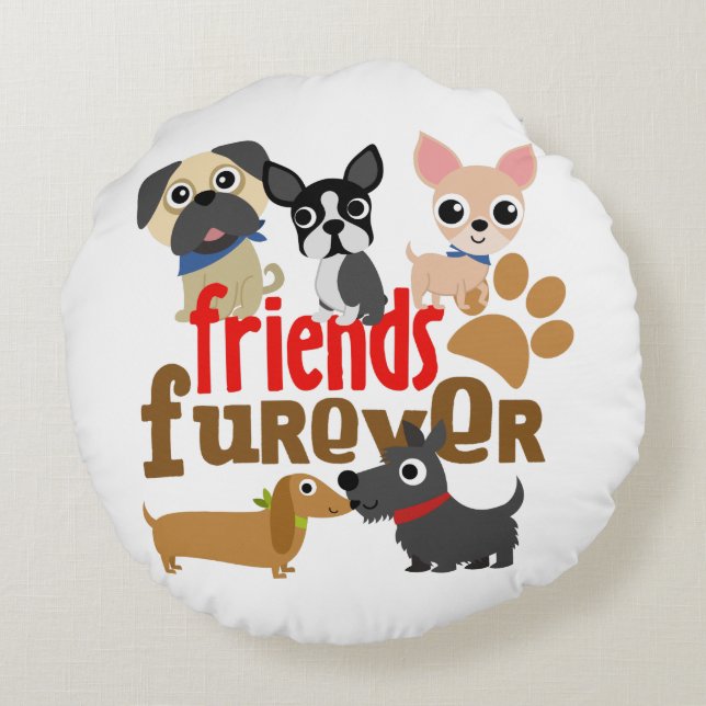 Coussins Ronds Amis Chiens Furever Chiens Chiens Chiens Chiens Ch (Dos)