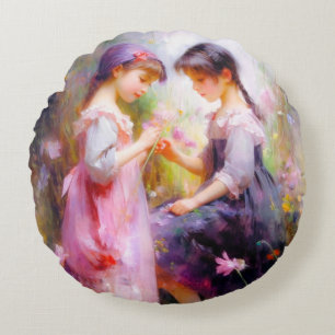 Coussins Ronds Amis et fleurs