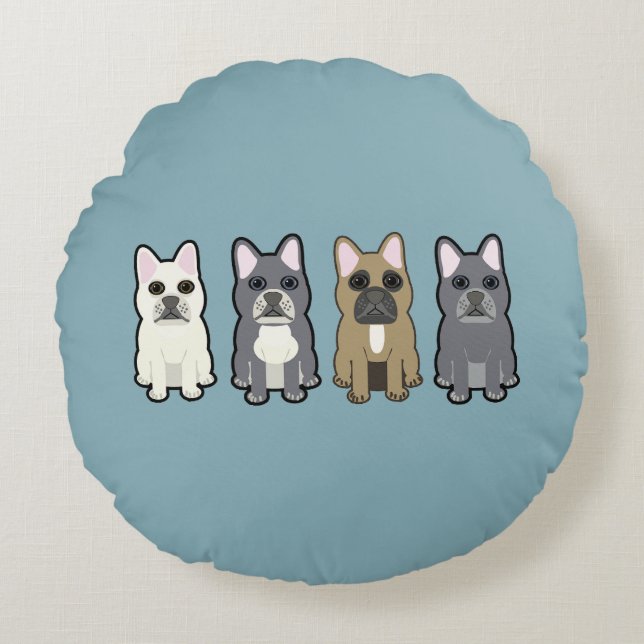 Coussins Ronds Amis Frenchie (Devant)