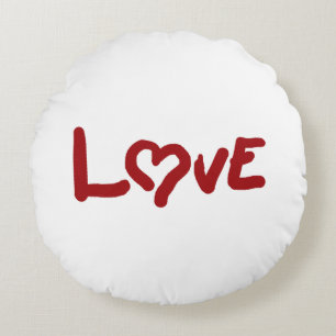 Coussins Ronds Amour avec/coeur Deux côtés Noir & Blanc avec text