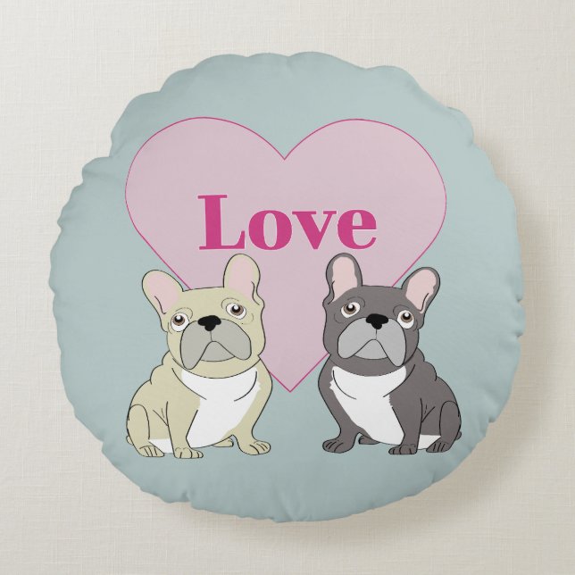 Coussins Ronds Amour - chiens mignons (Devant)