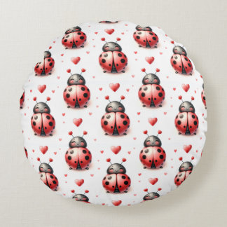 Coussins Ronds Amour de coccinelle