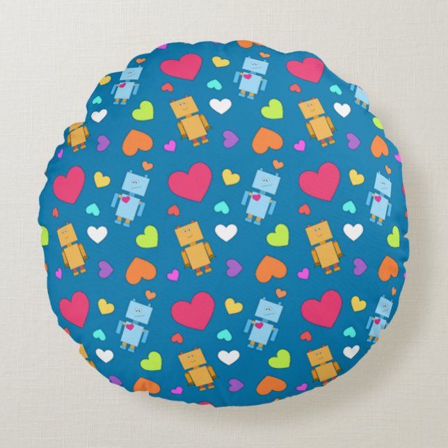 Coussins Ronds Amour de Robot (Devant)
