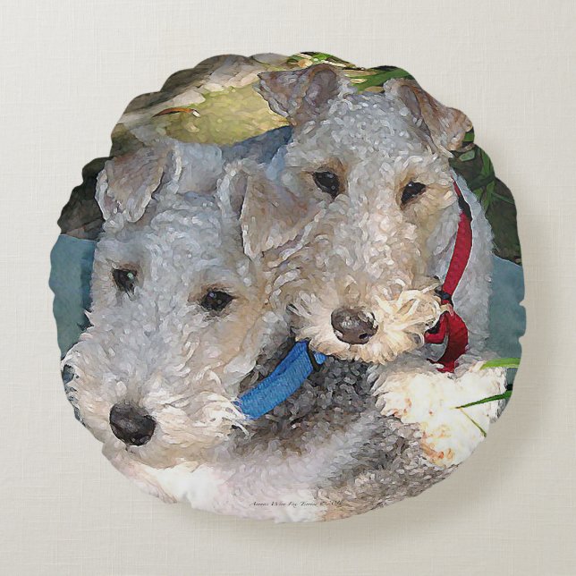 Coussins Ronds Amour de terrier de Fox de fil (Devant)