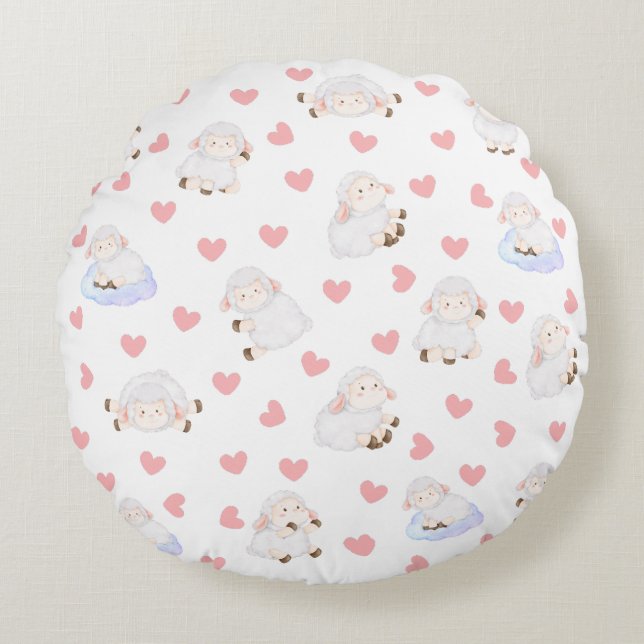 Coussins Ronds Amour des moutons (Devant)