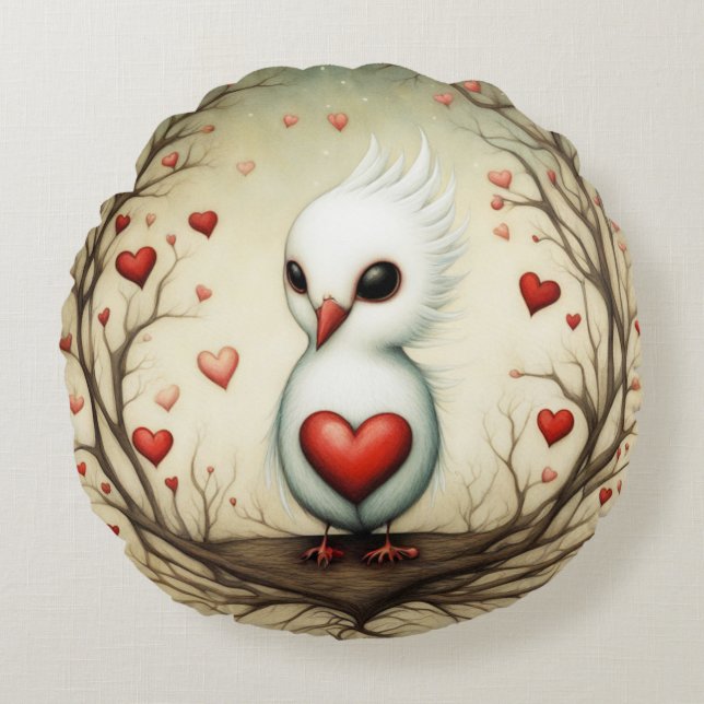 Coussins Ronds Amour des oiseaux 4 (Devant)