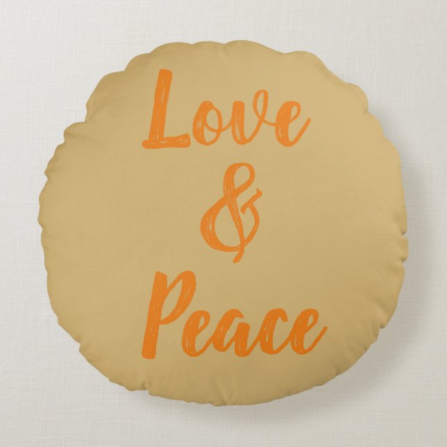 Coussins Ronds Amour et paix beige (Devant)